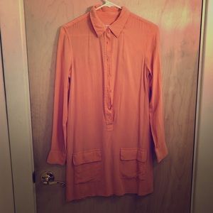 Equipment Coral Silk Shirt Dress Size S
